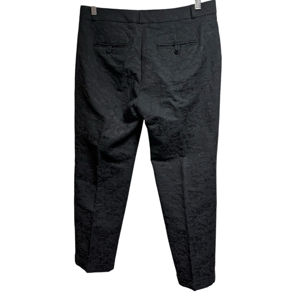 Banana Republic Avery Ankle Pants Womens 6 Petite Black Floral Jacquard #378 - Picture 2 of 11